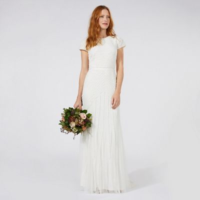 Ivory frilled bridal dress